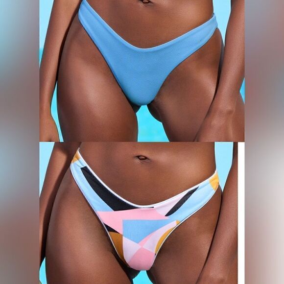 Maaji NWT Stone Blue Splendour High Leg Bikini Bottom Size M - Picture 2 of 9